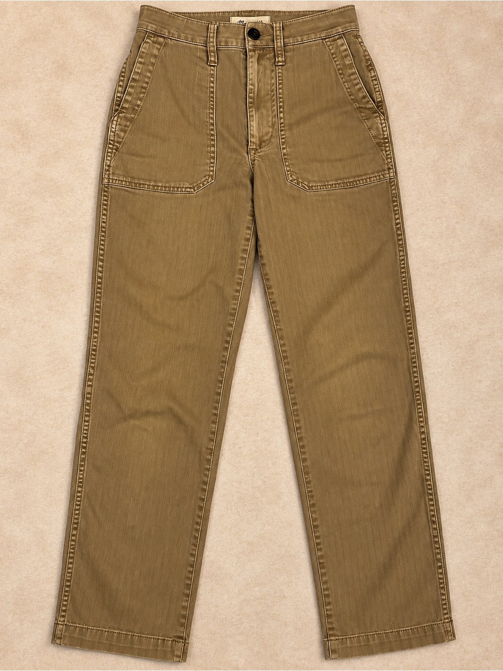 Madewell Perfect Vintage Straight Utility Pants Khaki Herringbone size 23